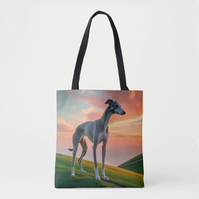Elegant Greyhound Shoulder Tote Tygkasse (Framsida)