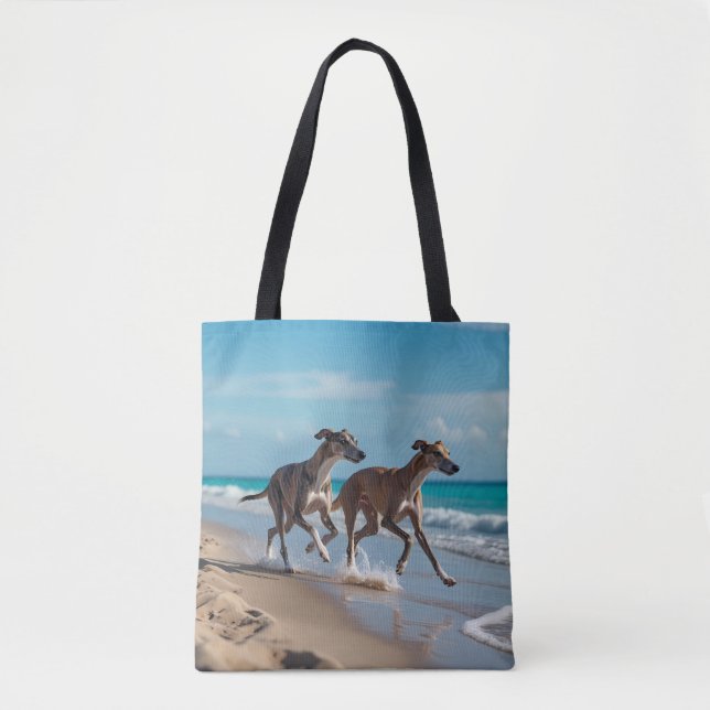 Elegant Greyhound Shoulder Tote Tygkasse (Framsida)
