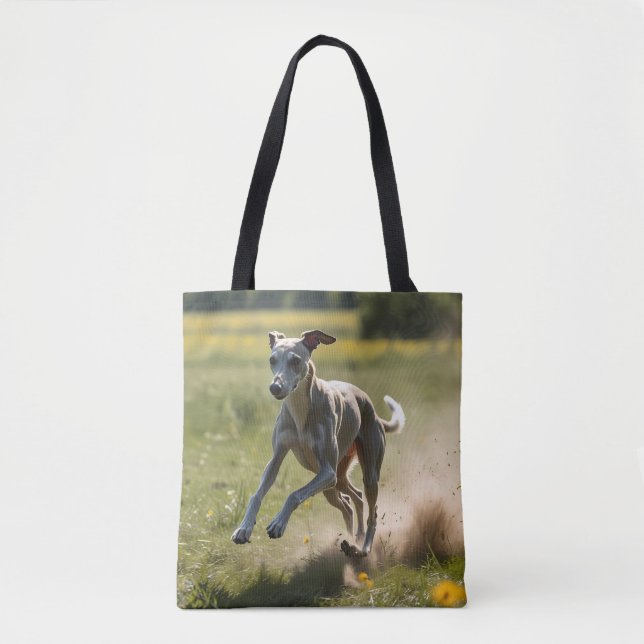 Elegant Greyhound Shoulder Tote Tygkasse (Framsida)