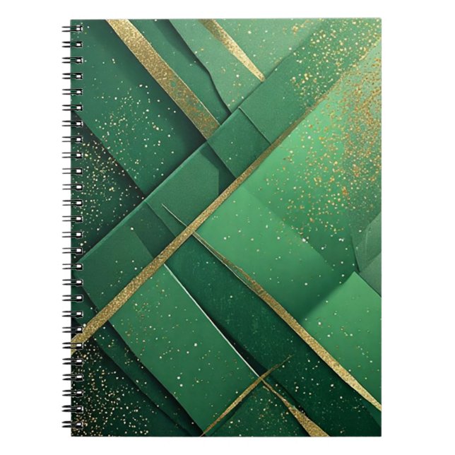 💚 Elegant grön abstrakt glitter modern design 💚 Anteckningsbok (Framsidan)