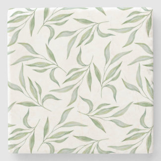 Elegant grön akvarell blad Botaniskt mönster Stenunderlägg