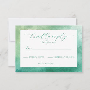 Elegant Grön Akvarell RSVP OSA Kort