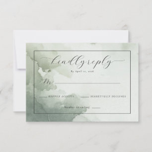 Elegant Grön Akvarell RSVP OSA Kort