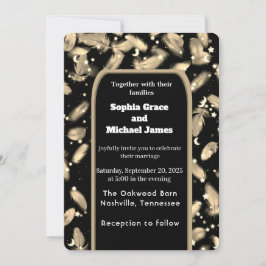 Elegant grön blad naturdesign | Minimal botanik Inbjudningar