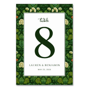 Elegant Grön Blommig Bordsnummer