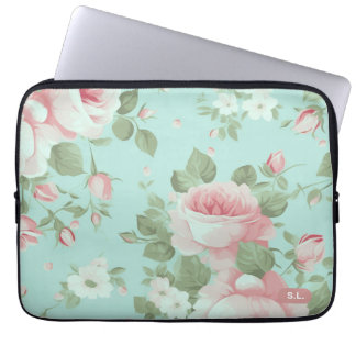 Elegant grön blommig laptopsleeve laptop fodral