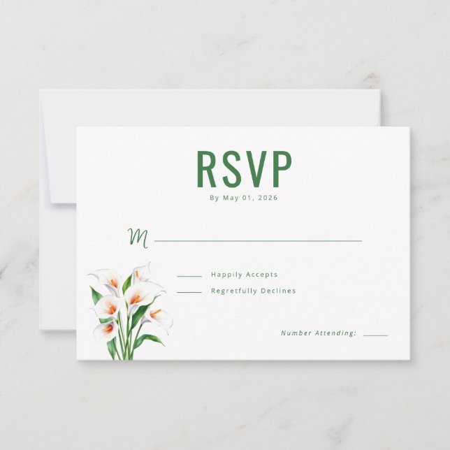 Elegant Grön Blommig RSVP OSA Kort (Framsida)