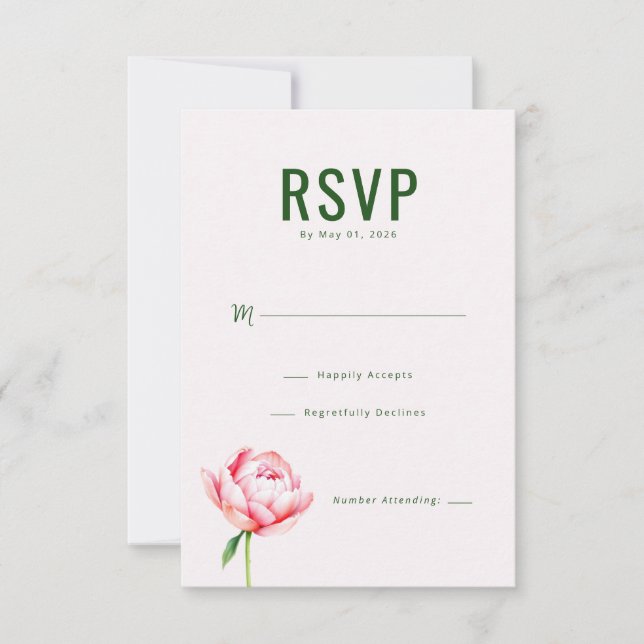 Elegant Grön Blommig RSVP OSA Kort (Framsida)