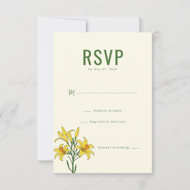 Elegant Grön Blommig RSVP OSA Kort (Framsida)