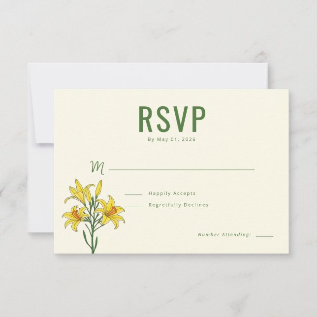 Elegant Grön Blommig RSVP OSA Kort (Framsida)