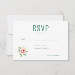 Elegant Grön Blommig RSVP OSA Kort