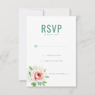 Elegant Grön Blommig RSVP OSA Kort