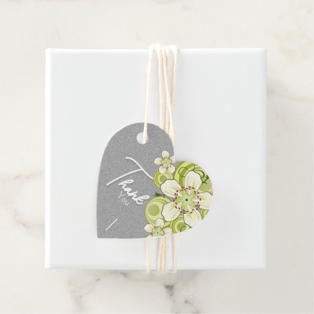 Elegant grön blomster magnet gåvor etiketter (På plats)