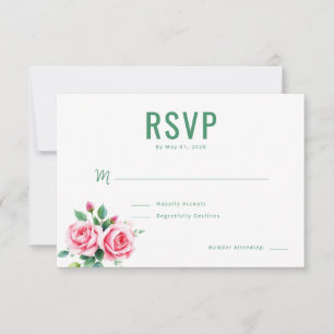 Elegant grön blomster-RSVP OSA Kort