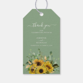 Elegant grön blomster solrosbröllop presentetikett