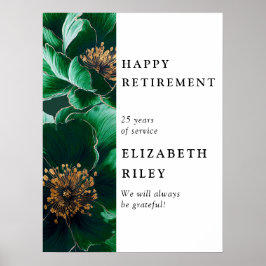 Elegant grön blomsterbukett Lycka till i pensionen Poster