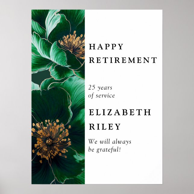 Elegant grön blomsterbukett Lycka till i pensionen Poster (Framsidan)