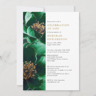 Elegant grön blomsterfirande av livet inbjudningar