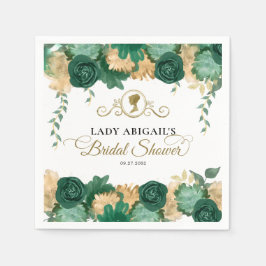 Elegant grön blomsterrik victoriansk bröllopsdusch pappersservett