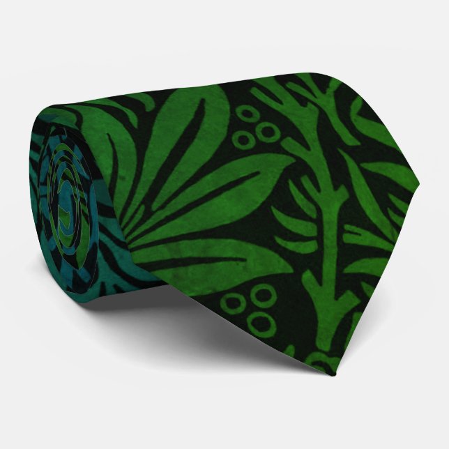 Elegant grön boho blommönster slips (Rullad)