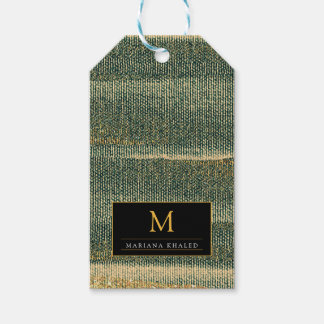 Elegant grön borste med guld och svart  presentetikett