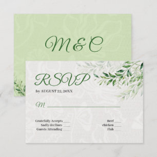Elegant grön botanisk bröllops-RSVP-kort OSA Kort