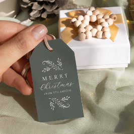 Elegant grön botanisk personlig jul presentetikett