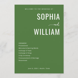 Elegant grön bröllops-ceremoni-schema program