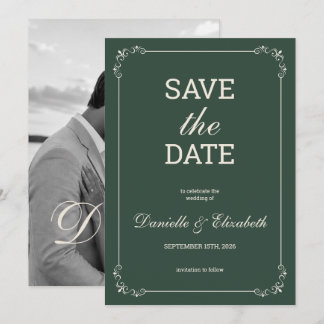 Elegant grön bröllops-Save the Date Spara Datumet
