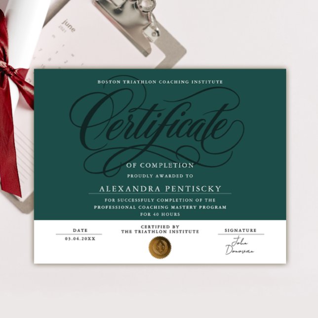 Elegant grön Certificate Of Completion Poster (Skapare uppladdad)
