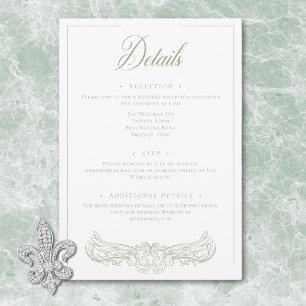 Elegant Grön Chinoiserie Fågel Kam Wedding Tilläggskort