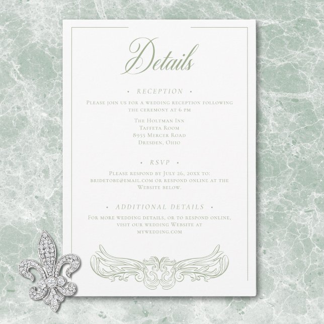 Elegant Grön Chinoiserie Fågel Kam Wedding Tilläggskort (Elegant Green Chinoiserie Bird Crest Wedding Enclosure Card)