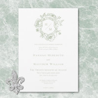Elegant Grön Chinoiserie Fågel & Vapen Wedding