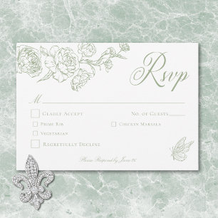 Elegant Grön Chinoiserie Fågel & Vapen Wedding OSA Kort