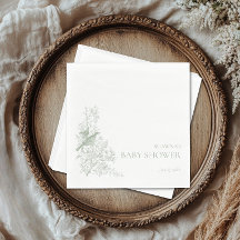 Elegant Grön Chinoiserie Natur Fåglar Bebis Shower