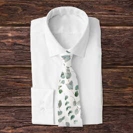 Elegant grön eukalyptus-mönster slips