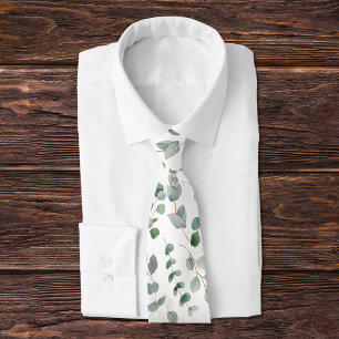 Elegant grön eukalyptus-mönster slips