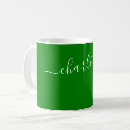 Elegant grön färg Modernt Namn Personlig Kaffemugg