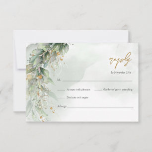 Elegant grön foliage faux guld geometrisk OSA Kort