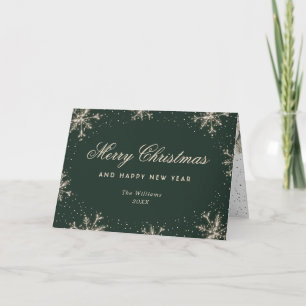 Elegant grön foto God Jul Nyår-kort Helgkort