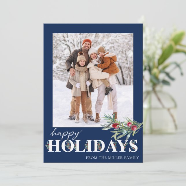 Elegant grön Glad jul Högtidskort Julkort (Stående Fram)