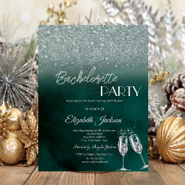 Elegant Grön Glitter Bokeh Grön Möhippa Inbjudningar