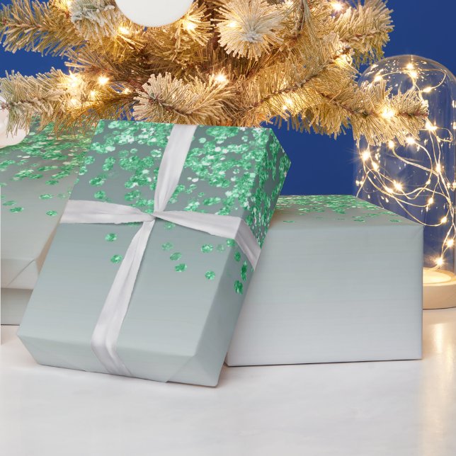 Elegant grön glitter Ombre kaskad  Presentpapper (Helgdagar)