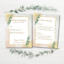 Elegant grön & guld bröllop RSVP-svarskort OSA Kort