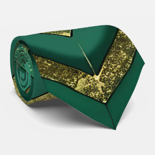 Elegant grön guld-chevron-mönster slips