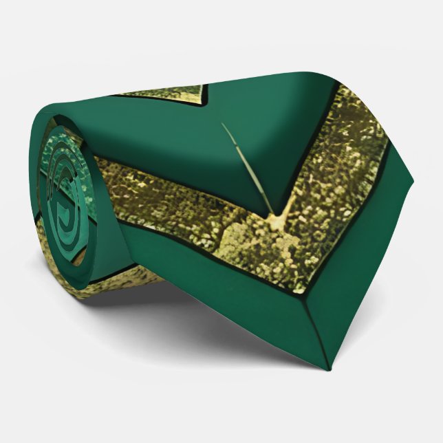 Elegant grön guld-chevron-mönster slips (Rullad)