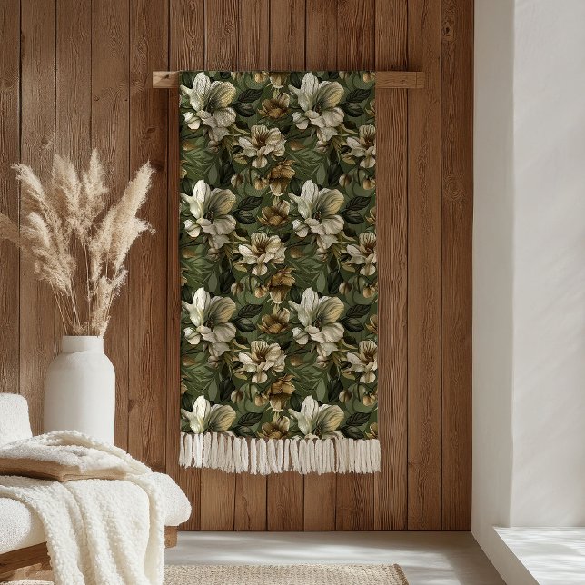Elegant grön guld filt Botanisk Chic accent (Elegant Sage Green Blanket Botanical Gold Accent)