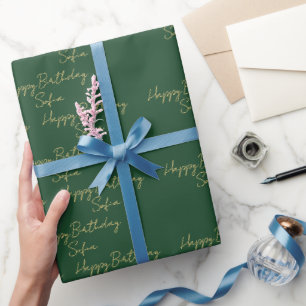 Elegant grön guld födelsedagspresent PersonligGåva Presentpapper