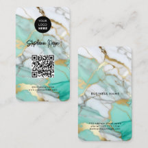 Elegant grön guldmarmorlogotyp & QR-kod Modern
