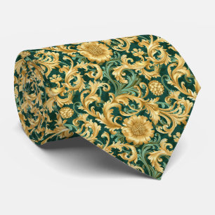 Elegant grön guldmönster kakel  slips